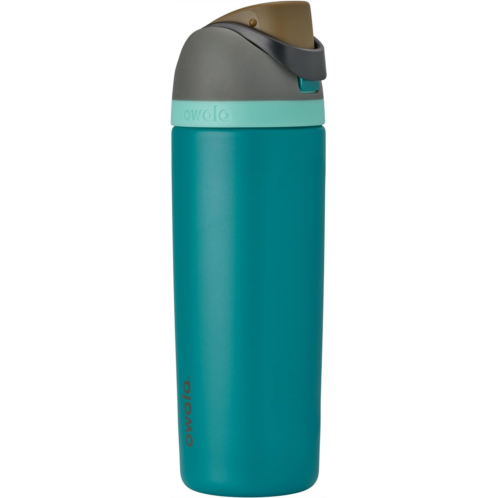 Owala FreeSip Insulated Stainless Steel Water Bottle with Straw for Sports and Travel BPA-Free Sports Water Bottle 19 oz Grey/Blue Tropical Rain