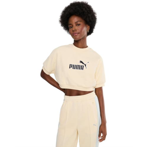 Womens PUMA Essentials Elevated No1 Logo Relaxed Peach-Touch Short Sleeve Crew Neck