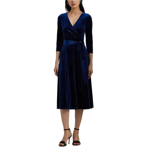 POLO RALPH LAUREN Womens Lauren Ralph Lauren Surplice Velvet Dress