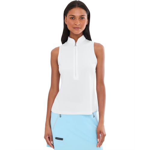 Womens Jamie Sadock Sleeveless Zip Mock Top with Stud Detail