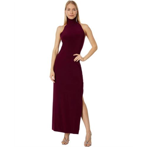 Norma Kamali Halter Turtle Side Slit Gown