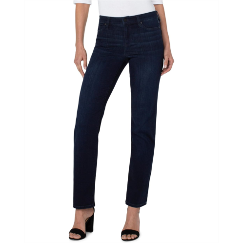 Womens Liverpool Los Angeles Petite Kennedy Straight Mid-Rise Silky Soft Dual FX Denim