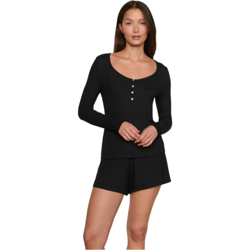 Womens Eberjey Dream Rib Longsleeve Henley