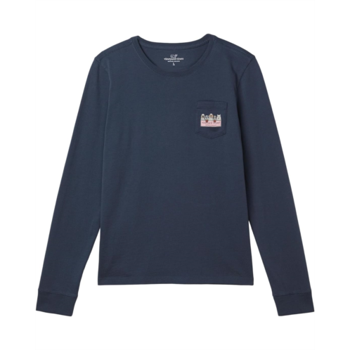 Vineyard Vines Kids Ghost Pups Logo Box Long-Sleeve Pocket Tee (Big Kid)