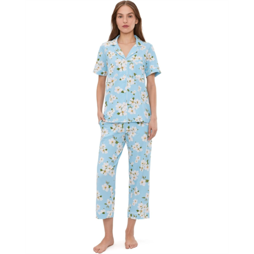 Womens Bedhead PJs Short Sleeve Cropped Cotton Knit Pajama Set