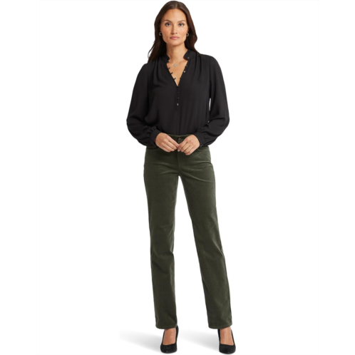 Womens NYDJ Petite Marilyn Straight Corduroy Pants in Vine Leaf