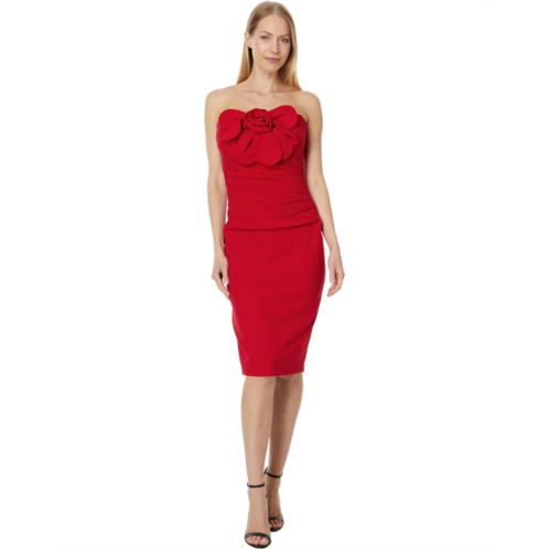 Womens Betsy & Adam Short Scuba Crepe Strapless Flower