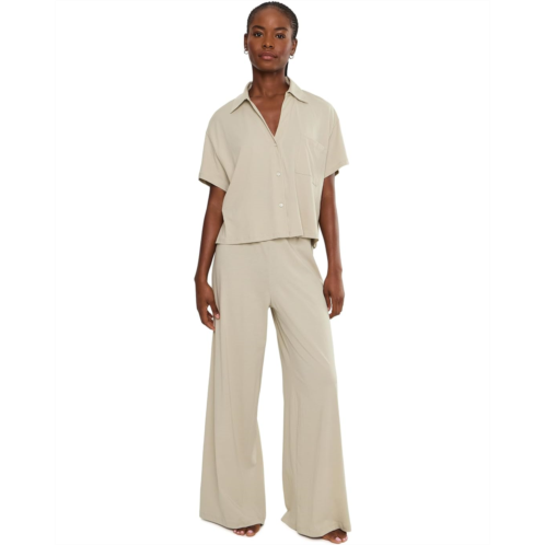 Womens Eberjey Pima Cotton Short Sleeve & Pants PJ Set