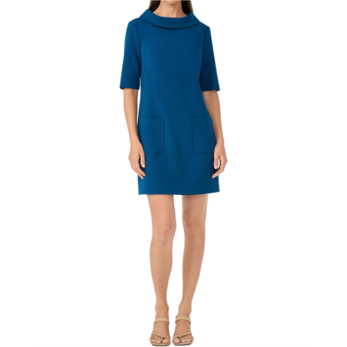 Trina Turk Drape Neck Straight Fit Dress