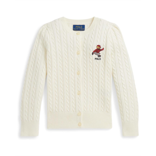 Girls Polo Ralph Lauren Kids Polo Bear Mini-Cable Cotton Cardigan (Toddler/Little Kid)