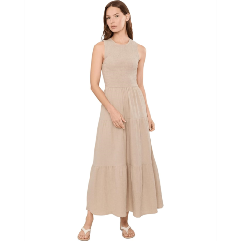 Womens Calvin Klein Smocked Tiered Gauze Maxi