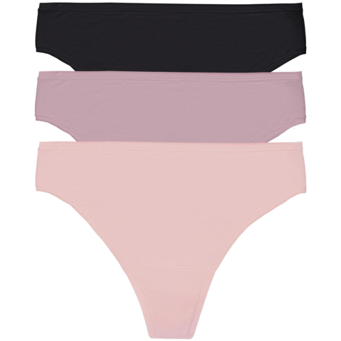 Womens Natori Bliss Bare Cotton Thong 3-Pack