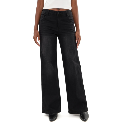 Womens KUT from the Kloth Jodi High-Rise Fab Ab Straight Leg Dip Scoop Pockets in Luscious/Black Base Wash