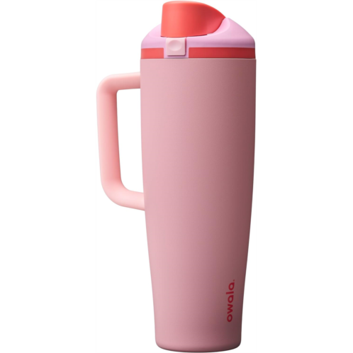 Owala FreeSip Tumbler Insulated Stainless Steel Water Bottle with Built-in Straw and Side Handle For Travel Work School and Sports 40oz BPA Free Leak Proof Angel Food Cake