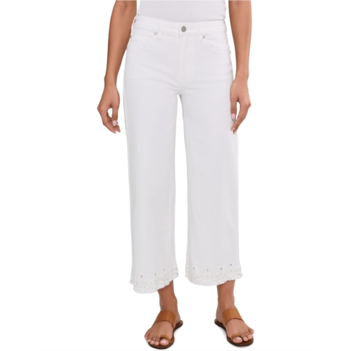 Womens Liverpool Los Angeles 26 Stride Mid-Rise Crop Wide Leg Jeans w/ Embroidered Hem