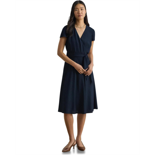 POLO Ralph Lauren Womens Lauren Ralph Lauren Belted Georgette Surplice Dress
