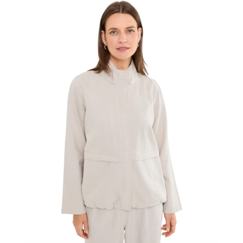 Eileen Fisher Slubby Organic Cotton Linen Zip Up Jacket
