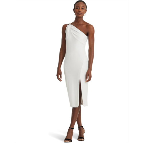 POLO RALPH LAUREN Womens Lauren Ralph Lauren Buckle-Trim One-Shoulder Cocktail Dress