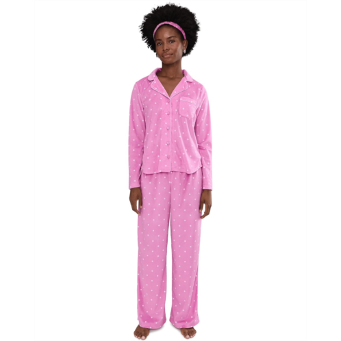 Womens Karen Neuburger Minky Fleece Long Sleeve Notch Top & Long Pants Set