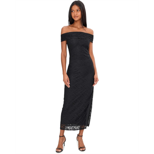 Adrianna Papell Off Shoulder Lace Midi Dress