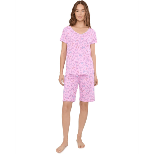 Womens Karen Neuburger Short Sleeve Henley Bermuda Shorts Pajama Set