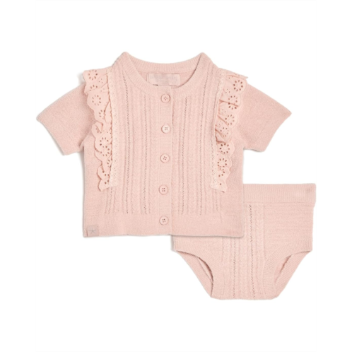 Barefoot Dreams Kids CozyChic Ultra Lite Baby Set with Cotton Eyelet Ruffle (Infant)