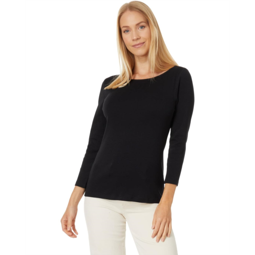 Womens Lilla P 1x1 Rib 3/4 Sleeve Boatneck Top