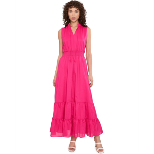 Womens Vince Camuto Tie Neck Smocked Waist Maxi