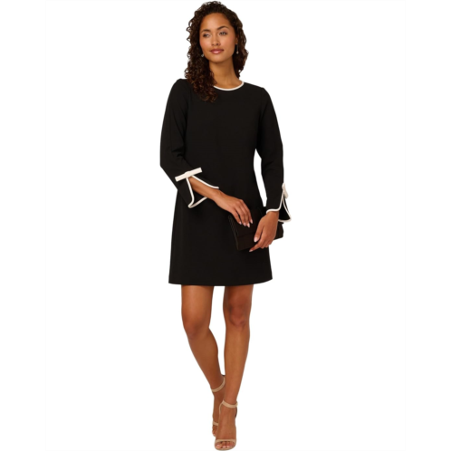 Adrianna Papell Long Sleeve Crepe Short Dress