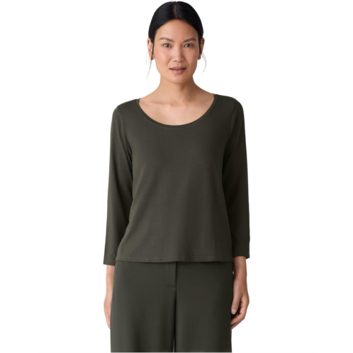 Eileen Fisher Stretch Jersey Knit Scoop Neck Top