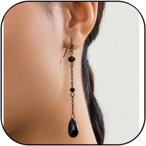 Gothic Blood Drop Earrings for Women Vintage Goth Black/Red Crystal Bead Earrings Punk Style Dark Earring Mystery Vampire Jewelry Halloween Cosplay Party