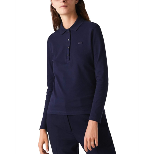Womens Lacoste Long Sleeve Slim Stretch Pique Polo