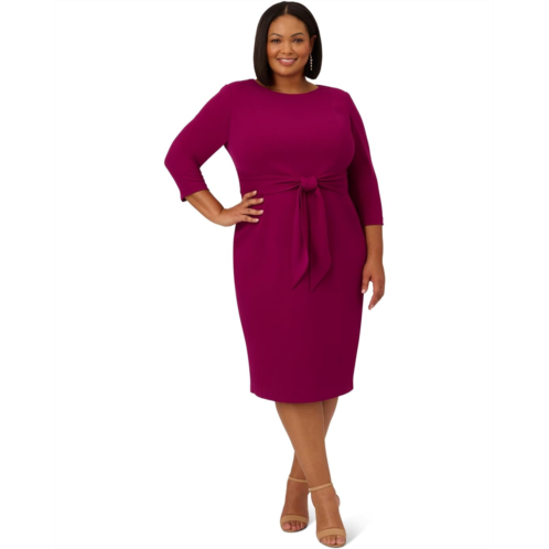 Adrianna Papell Plus Size Knit Crepe Tie Waist Sheath Dress