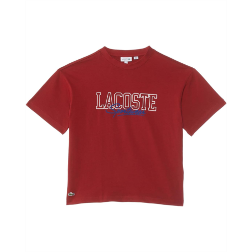 Lacoste Kids Short Sleeve Crew Neck Large Graphic Tee Shirt (Little Kid/Toddler/Big Kid)