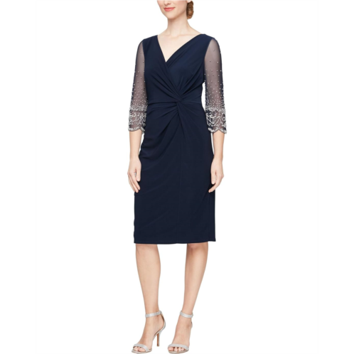 Womens Alex Evenings Short Matte Jersey Sheath Dress