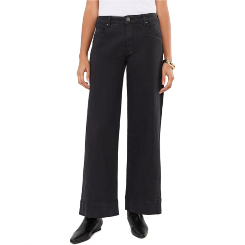 Womens KUT from the Kloth Maya High-Rise Fab Ab Wide Leg Back Darts Wide Hem in Celebrating/Black Base Wash