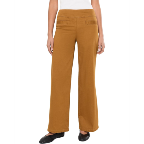Womens Elliott Lauren Modern Twill Elastic Waist Pull-On Wide Leg Pants with Front Besom Pockets