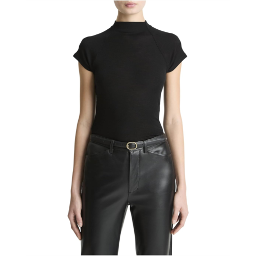 Womens Vince Cap Sleeve Raglan Mock Neck