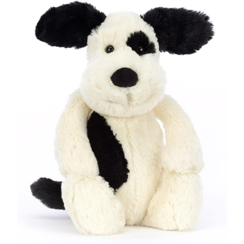 Jellycat Bashful Black and Cream Puppy Stuffed Animal Medium 12 inches