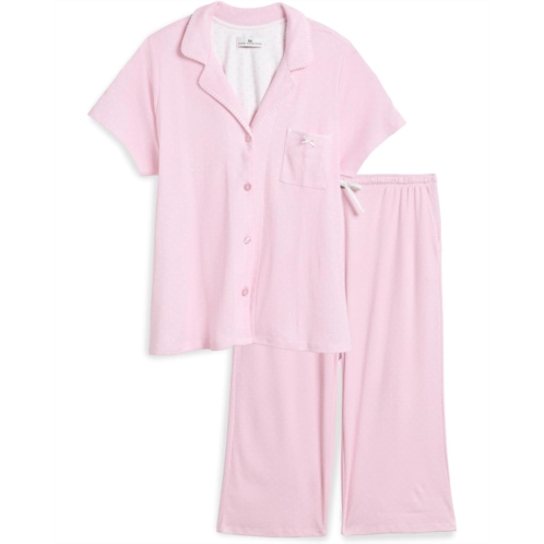 Karen Neuburger Plus Size Short Sleeve Notch Top & Capri Pajama Set
