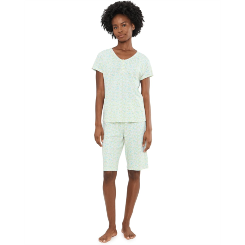 Womens Karen Neuburger Short Sleeve Henley Bermuda Shorts Pajama Set