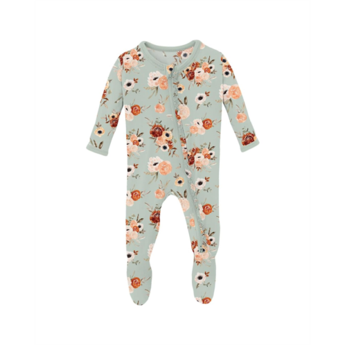 Kickee Pants Kids Print Muffin Ruffle Footie with 2 Way Zipper (Infant)