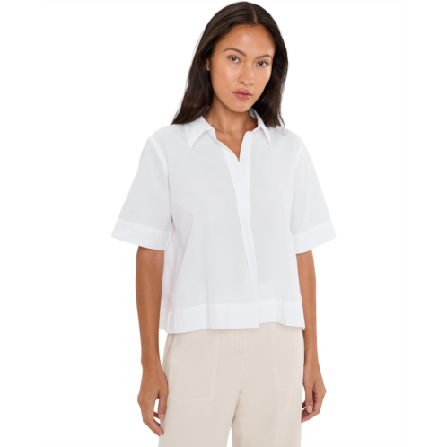 Eileen Fisher Petite Organic Cotton Poplin Classic Collar Top