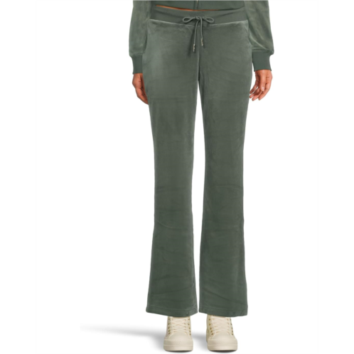 Juicy Couture Solid Rib Waist Velour Pants With Drawcord