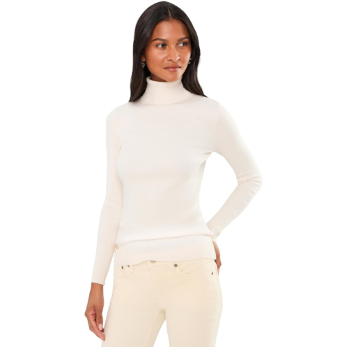 POLO Ralph Lauren Womens Lauren Ralph Lauren Cotton-Blend Ribbed Turtleneck