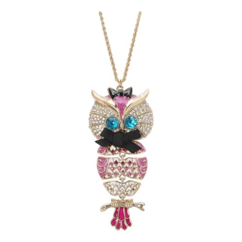 Betsey Johnson Enchanted Forest Owl Pendant Long Necklace