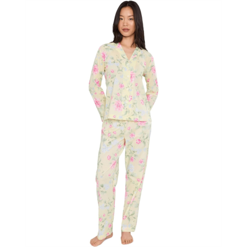 POLO Ralph Lauren Womens Lauren Ralph Lauren Cotton Lawn Long Sleeve Notch Collar Long Pants Pajama Set
