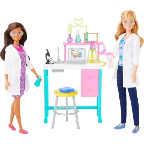 Barbie Careers Playset Science Lab with 2 Scientist Fashion Dolls Bench & 10 Accessories