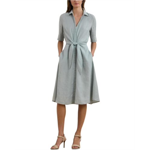 POLO RALPH LAUREN Womens Lauren Ralph Lauren Tie-Front Linen Shirtdress
