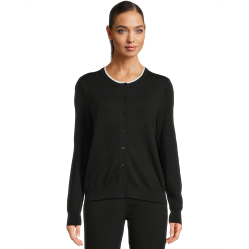 Womens Elliott Lauren Modal Knits - Button Front Cardigan with Double Layer Neck Detail